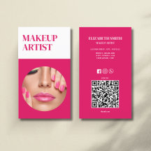 Hot Roze & QR Code Visagist Bedrijfskaart