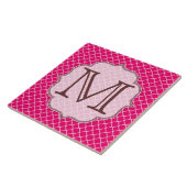 Hot-roze Quarterfoil Latti Monogram - tegel Tegeltje (Zijkant)