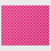 Hot-Roze Quaterfoil Lattice Quarter Wrapping Paper Cadeaupapier (Vlak)