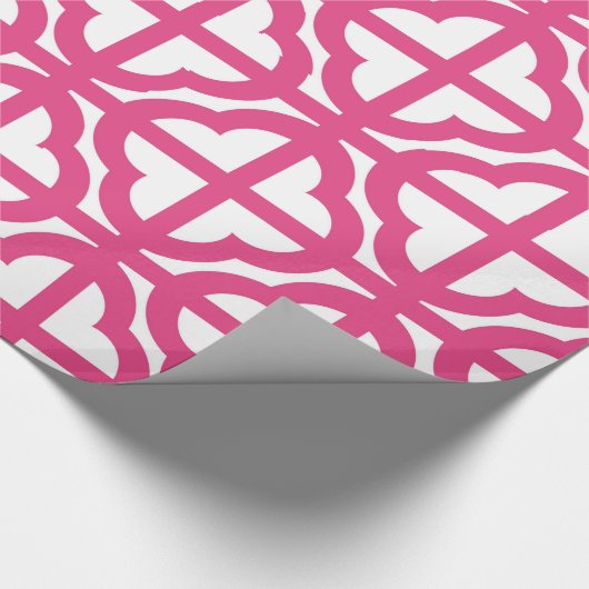 Hot-Roze Quaterfoil Lattice Quarter Wrapping Paper Cadeaupapier (Hoek)