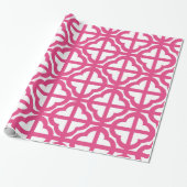 Hot-Roze Quaterfoil Lattice Quarter Wrapping Paper Cadeaupapier (Uitgerold)