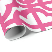 Hot-Roze Quaterfoil Lattice Quarter Wrapping Paper Cadeaupapier (Rol Hoek)