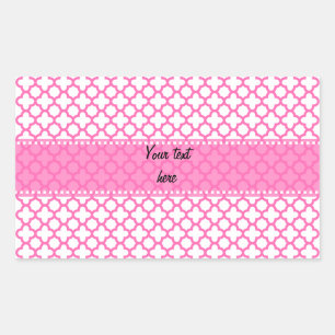 Hot-roze Quatrefoil-patroon Rechthoekige Sticker