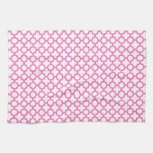 Hot-roze Quatrefoil-patroon Theedoek (Horizontaal)