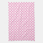 Hot-roze Quatrefoil-patroon Theedoek (Verticaal)
