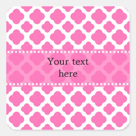Hot-roze Quatrefoil-patroon Vierkante Sticker (Voorkant)