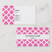 Hot-roze Quatrefoil-patroon Visitekaartje (Voorkant / Achterkant)