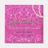 Hot-roze Quinceanera Sparen de datumparels, glitte Magneet (Voorkant)