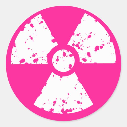 Hot-roze radioactief bord ronde sticker (Voorkant)