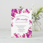 Hot-roze Rasberry Floral Baby shower-uitnodiging (Staand voorkant)