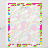 Hot-roze regenboogpatroon briefhoofd sjabloon (Voorkant / Achterkant)