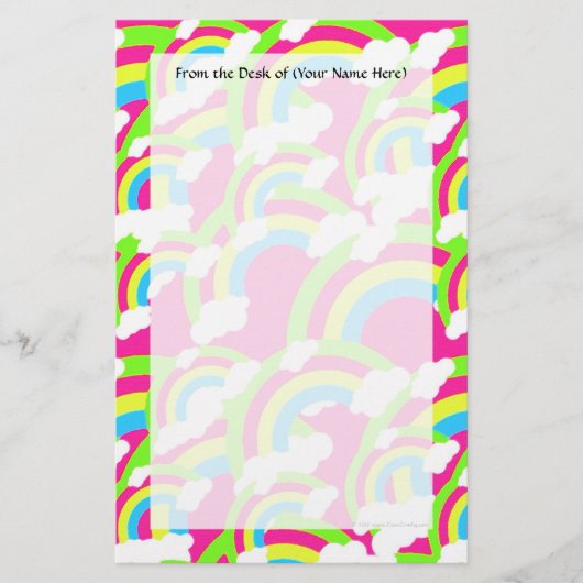 Hot-roze regenboogpatroon briefpapier (Voorkant)