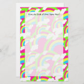 Hot-roze regenboogpatroon briefpapier (Voorkant / Achterkant)