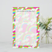 Hot-roze regenboogpatroon briefpapier (Staand voorkant)