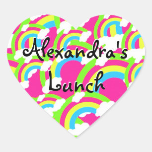 Hot-roze regenboogpatroon hart sticker
