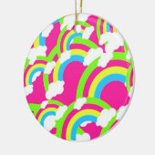Hot-roze regenboogpatroon keramisch ornament (Links)