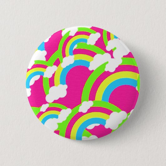 Hot-roze regenboogpatroon ronde button 5,7 cm (Voorkant)