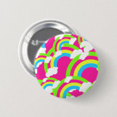 Hot-roze regenboogpatroon ronde button 5,7 cm (Voorkant /achterkant)