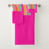 Hot-roze regenboogpreppy kleurige Happy Rainbow Bad Handdoek (Insitu)