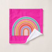 Hot-roze regenboogpreppy kleurige Happy Rainbow Bad Handdoek (Wasdoekje)