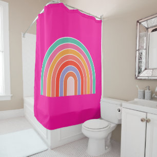 Hot-roze regenboogpreppy kleurige Happy Rainbow Douchegordijn