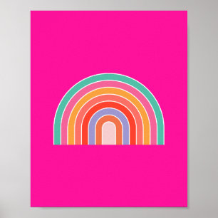 Hot-roze regenboogpreppy kleurige Happy Rainbow Poster