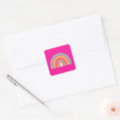 Hot-roze regenboogpreppy kleurige Happy Rainbow Vierkante Sticker (Envelop)