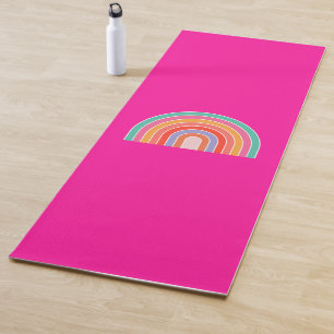 Hot-roze regenboogpreppy kleurige Happy Rainbow Yogamat
