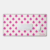 Hot Roze Retro Aas van Schoppen Patroon met Naam Bureaumat (Keyboard & Muis)