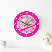 Hot-roze retro Baseball-stijl Grote Klok (Huis)