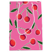 Hot Roze Retro Berry Cherry Verjaardag Gift Bag Medium Cadeauzakje (Voorkant)