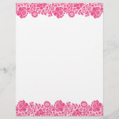 Hot-roze Retro Floral Damask Border (Voorkant)