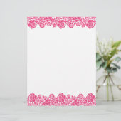 Hot-roze Retro Floral Damask Border (Staand voorkant)