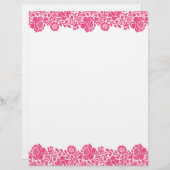 Hot-roze Retro Floral Damask Border (Voorkant / Achterkant)