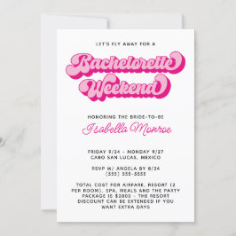 Hot roze retro lettertype lang vrijgezellenweekend kaart