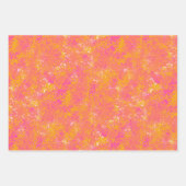 Hot-roze Retro met Oranje en blauw Inpakpapier Vel (Voorkant 2)