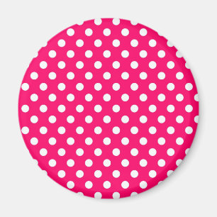 Hot-roze Retro Polka Dots Pattern Magnet