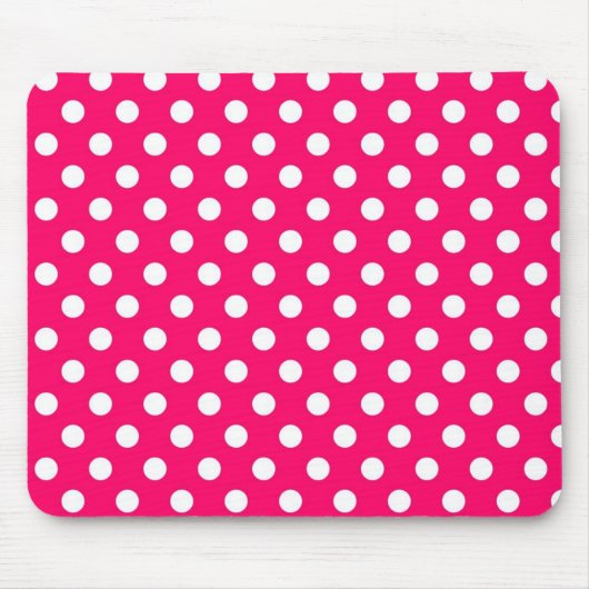 Hot-roze Retro Polka Dots Pattern Mousepad Muismat (Voorkant)
