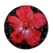 Hot-roze rode hibiscus-bloem op zwart dartbord (Voorkant)