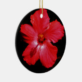 Hot-roze rode hibiscus-bloem op zwart keramisch ornament (Rechts)