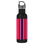 Hot-roze, rode strepen, monogram met rood metallis waterfles  (Achterkant)