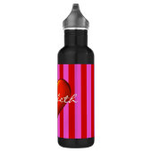 Hot-roze, rode strepen, monogram met rood metallis waterfles  (Rechts)
