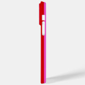 Hot-Roze Rode Stripe Red Metallic Heart Monogram Case-Mate iPhone Case (Achterkant / Links)