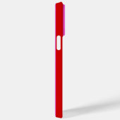 Hot-Roze Rode Stripe Red Metallic Heart Monogram Case-Mate iPhone Case (Achterkant / Rechts)