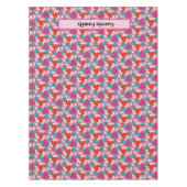 Hot-roze rode Turquoise Floral printpatroon Tafelkleed (Voorkant)