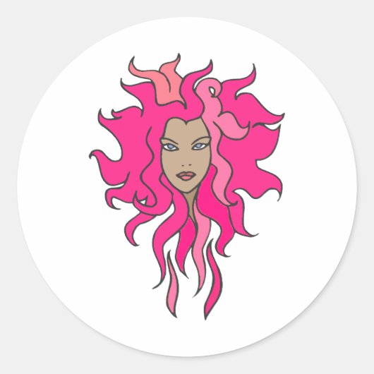 Hot Roze Ronde Sticker (Voorkant)