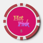 Hot Roze rood 5 gestreepte poker chip (Voorkant)