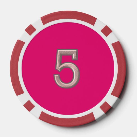 Hot Roze rood 5 gestreepte poker chip (Achterkant)
