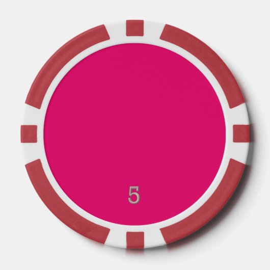 Hot Roze rood 5 gestreepte poker chip (Voorkant)