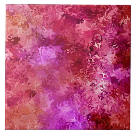 Hot-roze rood en magenta Abstract patroon Tegeltje (Voorkant)